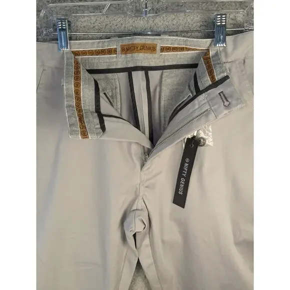 NWT Nifty Genius Chino Pants Mens 32 Stretch Classic Straight Leg Light Gray - Picture 7 of 13